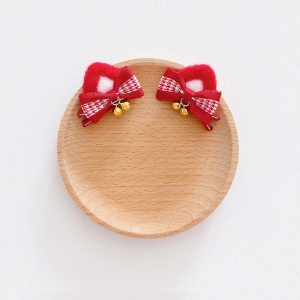 Girl Hair Clip Cat Ear Bow Stand CNY Pair (GHP6430)